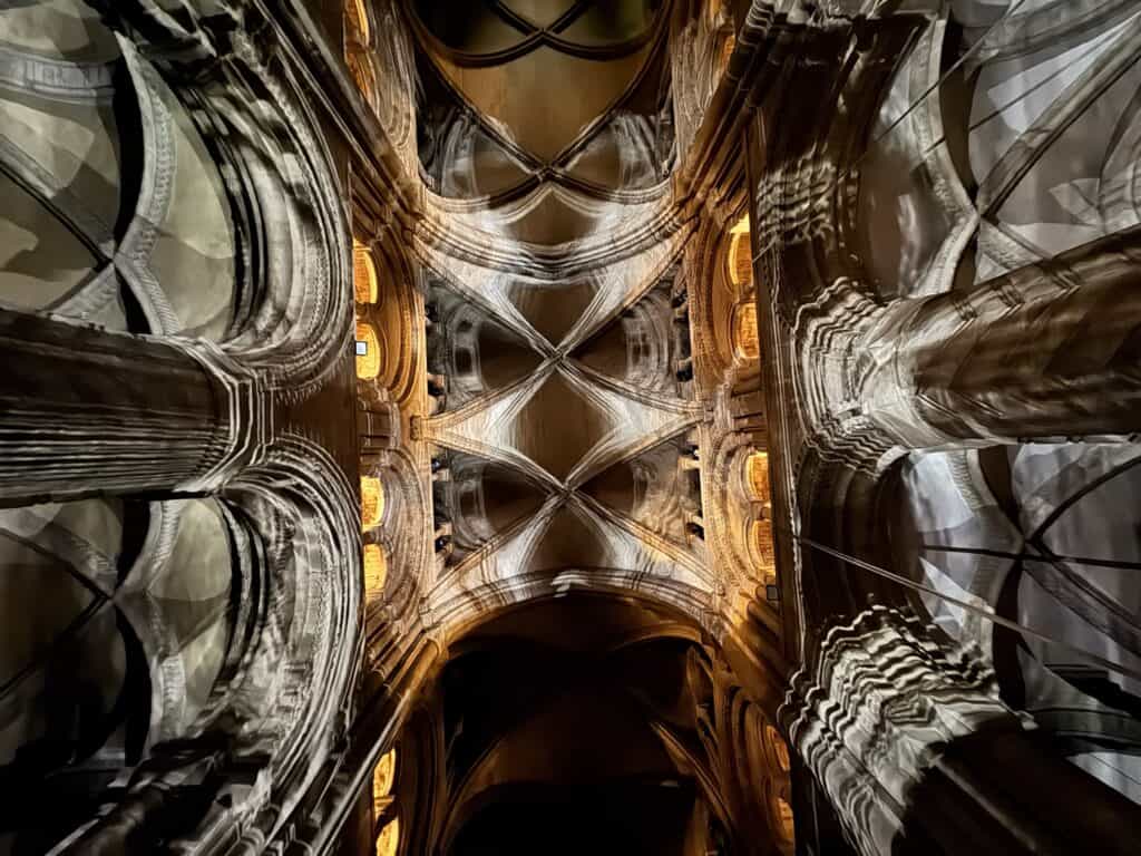 View of vaults of Durham Cathedral during Everyone Ever architecture scene